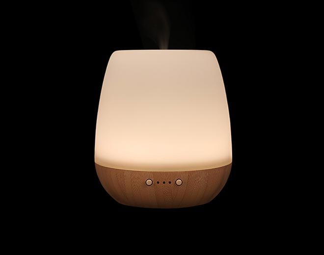 Mona-Portable  Wooden Base White Electric Ultrasonic Diffuser With Light